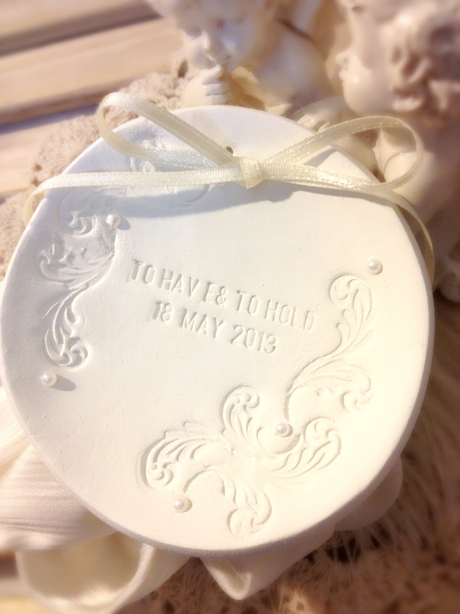 Custom - Garden Of Love Round Wedding Ring Bowl With Lace & Pearl Embellishments Bridal Ring Holder Dish Handmade